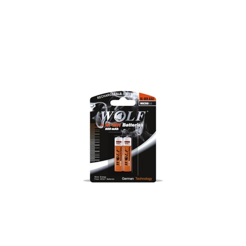 باطری شارژی نیم قلم 2تایی WOLF 800MAH