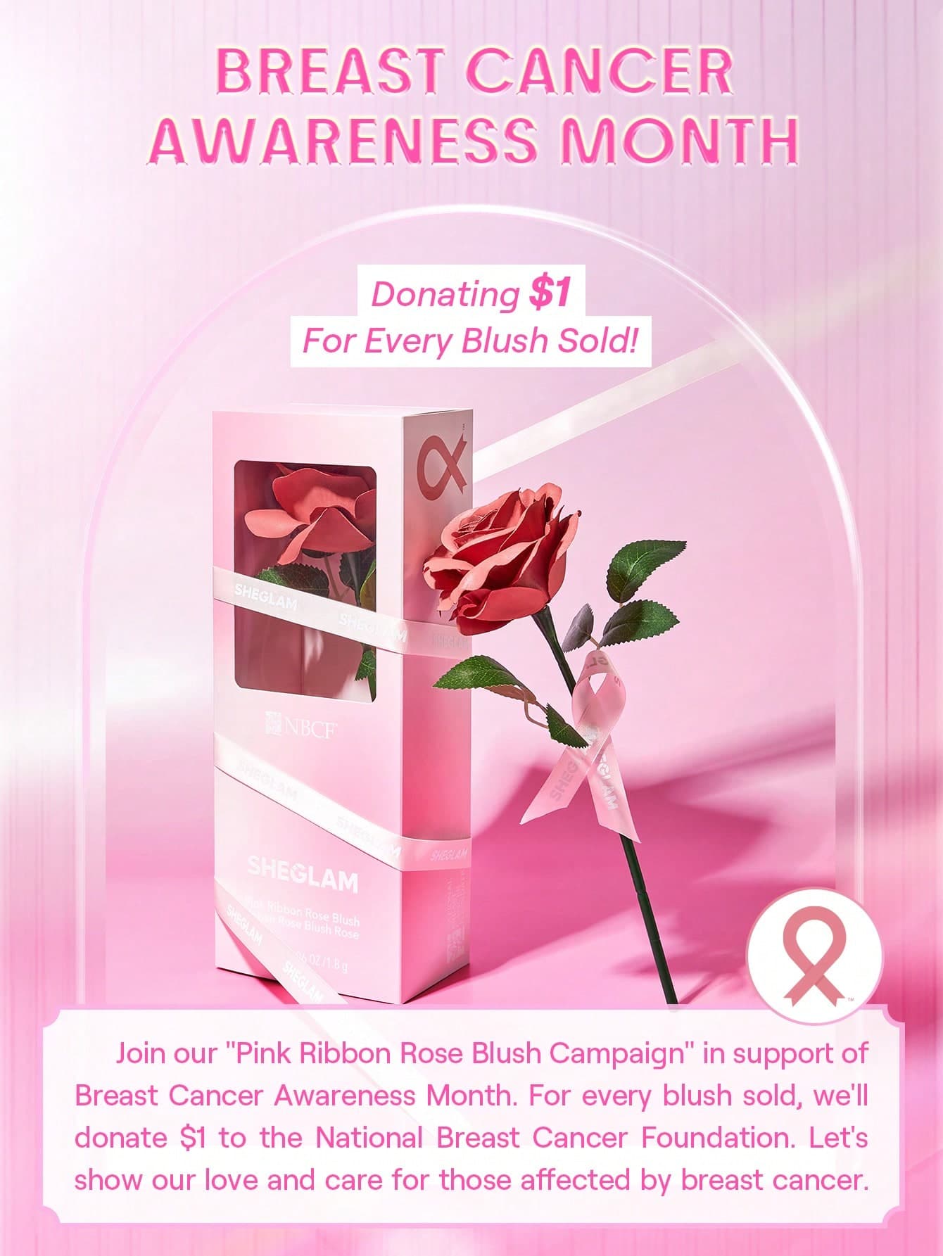 رژگونه کرمی طرح گل رز شیگلم Sheglam Pink Ribbon Rose Blush — تصویر ۳