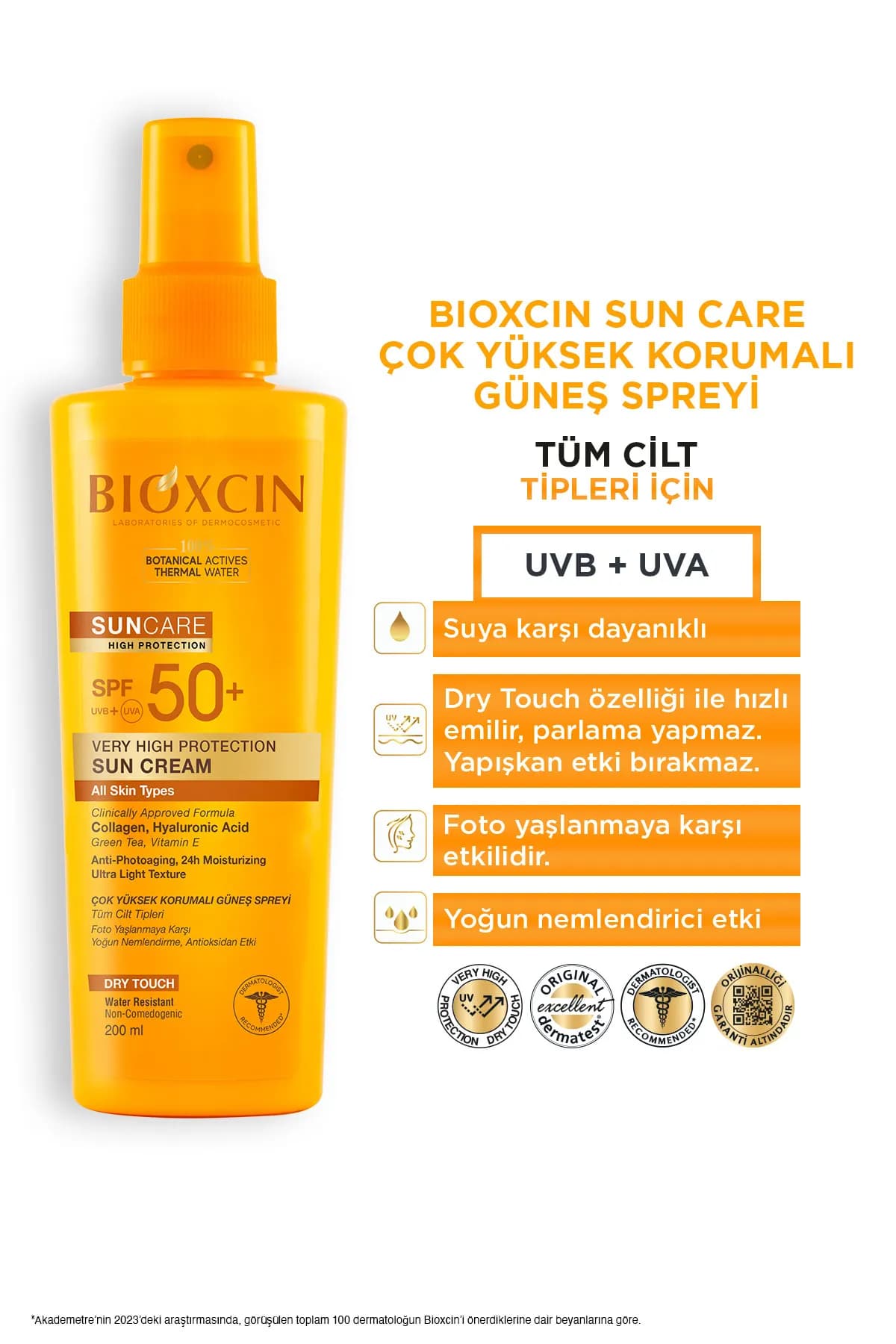 اسپری ضدآفتاب SPF50+ بیوکسین Bioxcin — تصویر ۳