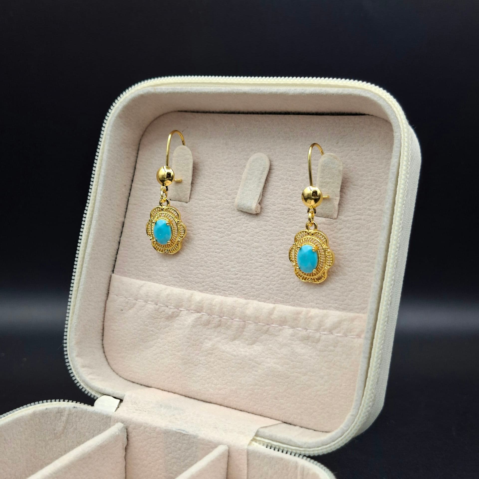 گوشواره طرح هندی فیروزه 3