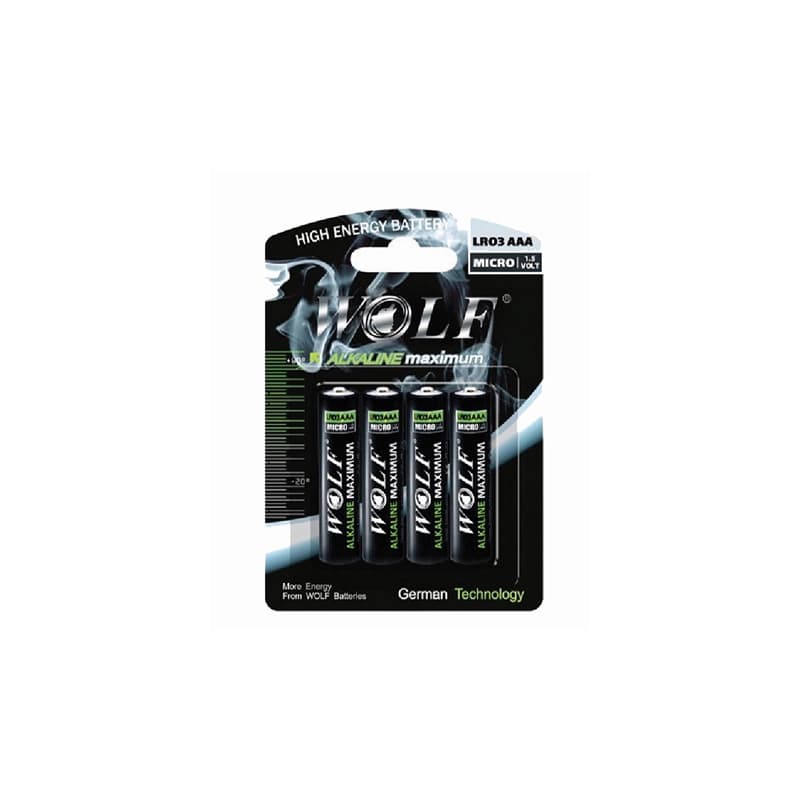 باطری نیم قلم آلکالاین 4تایی کارتی WOLF MAXIMUM