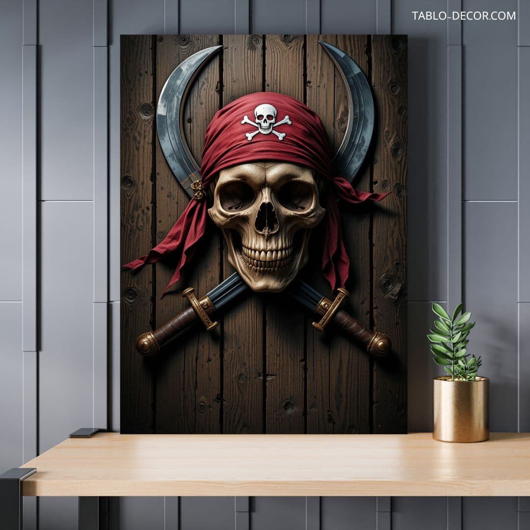 تابلو دکوراتیو اسکلت دزد دریایی Pirate skeleton