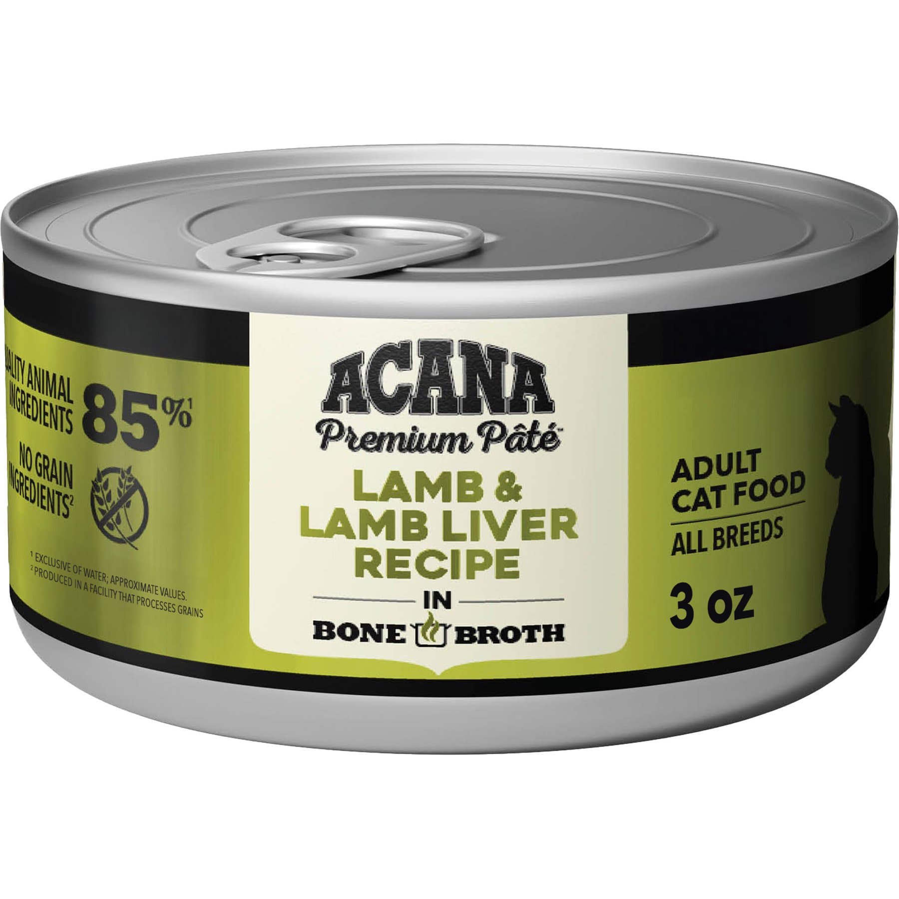 کنسرو پته گربه بالغ آکانا با طعم بره و جگر بره بسته ۲۴ عددی قوطی ۸۵ گرمی | ACANA Premium Lamb & Lamb in Bone Broth Liver Pate Wet Cat Food, 3-oz can, case of 24