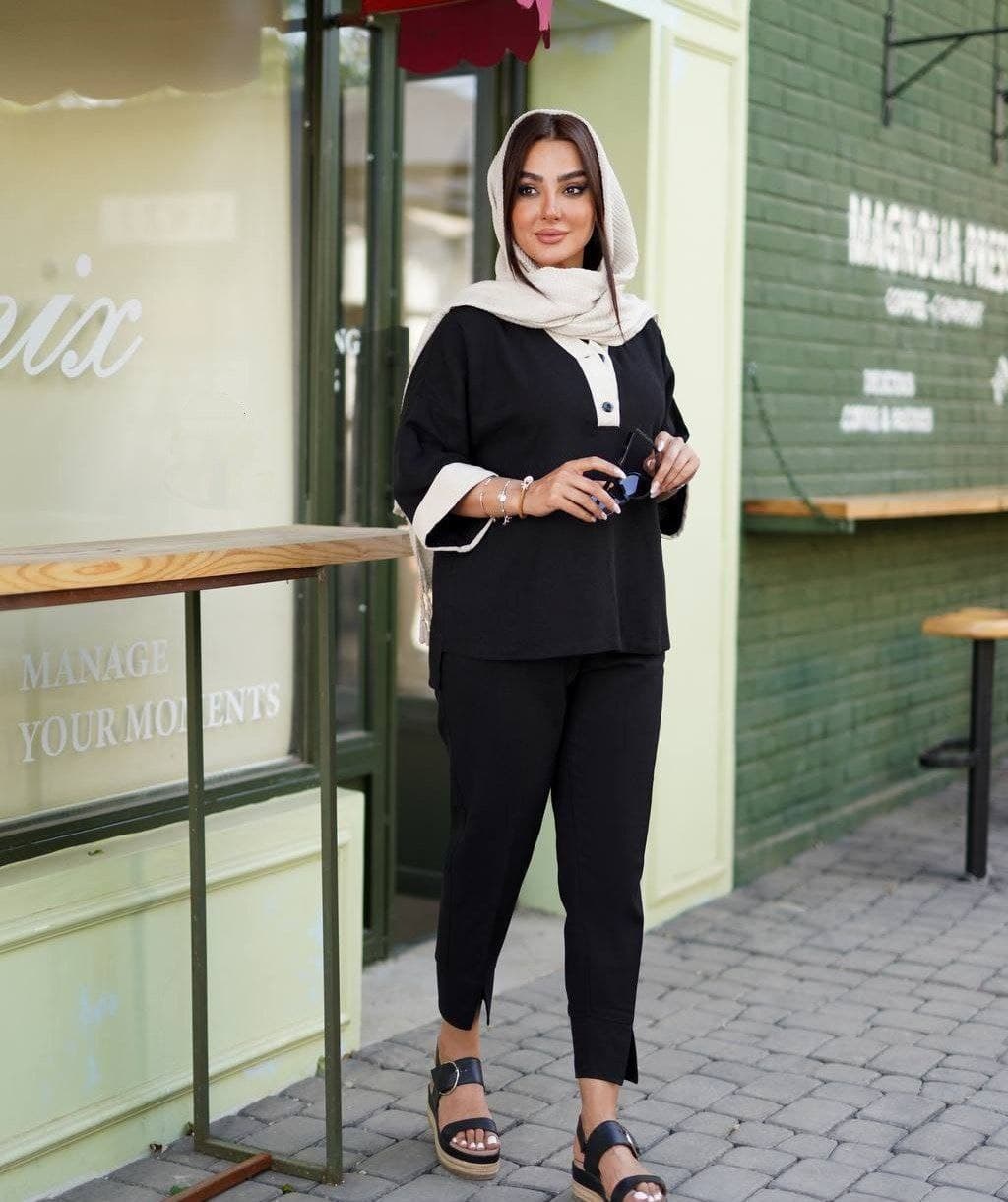 مانتو شومیزی و شلوار جلو بسته تابستانی زنانه — تصویر ۳