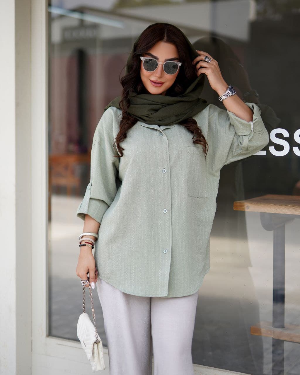 شومیز مانتویی زنانه آستین بند دار تابستانی