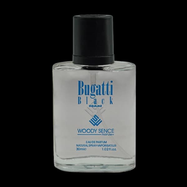 عطر جیبی مردانه وودی سنس مدل بوگاتی بلک Bugatti Black حجم 30 میلی لیتر