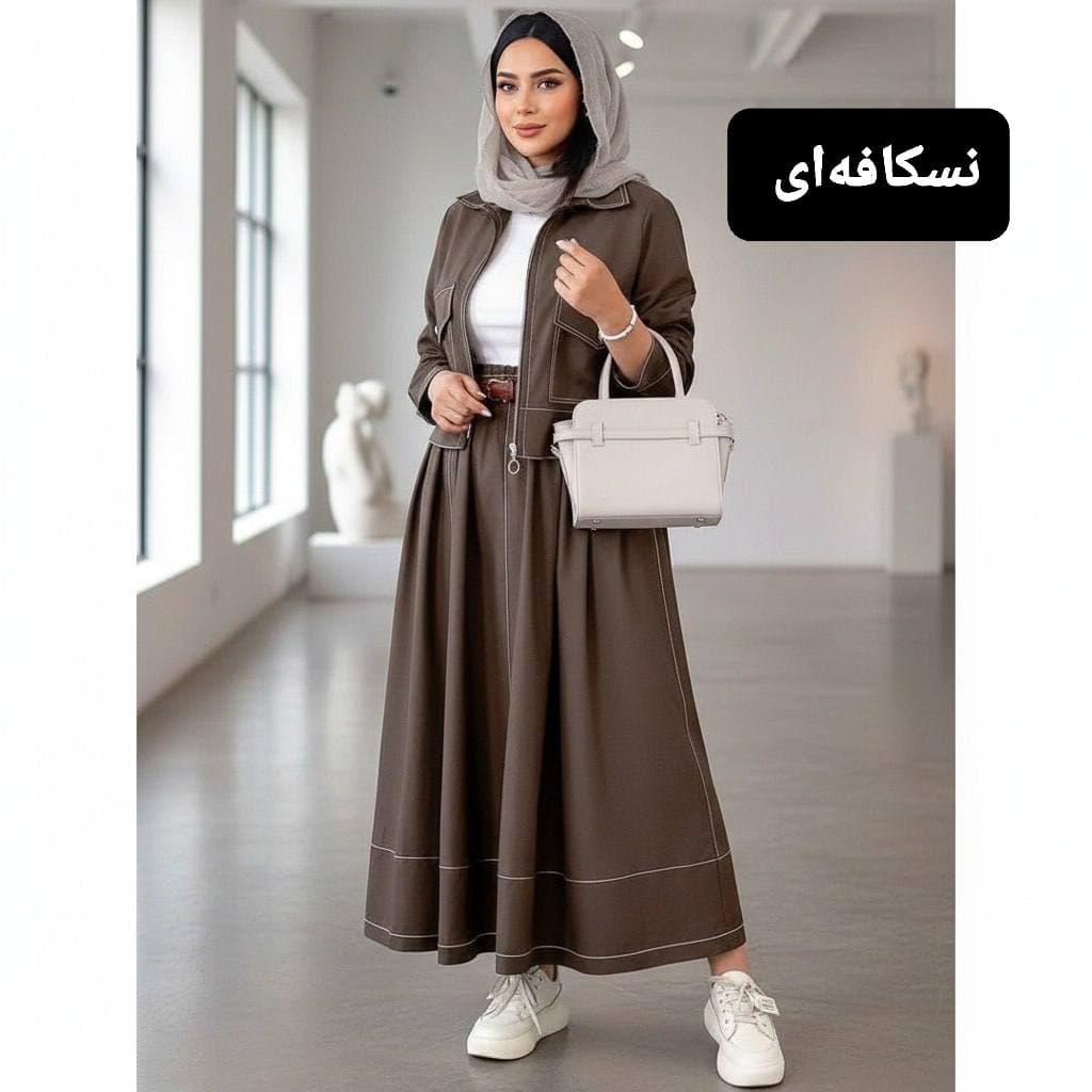 ست کت دامن کج راه نرم و لطیف درجه یک سایز بندی دوسایزی 38تا 50 — تصویر ۴
