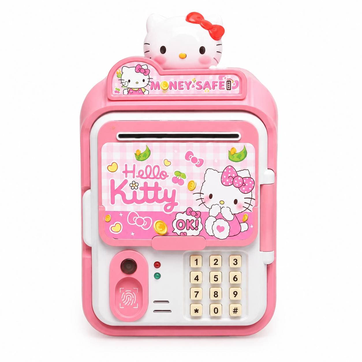 قلک موزیکال کودک مدل کیتی Hello Kitty با مکش پول و دکمه‌های موزیکال