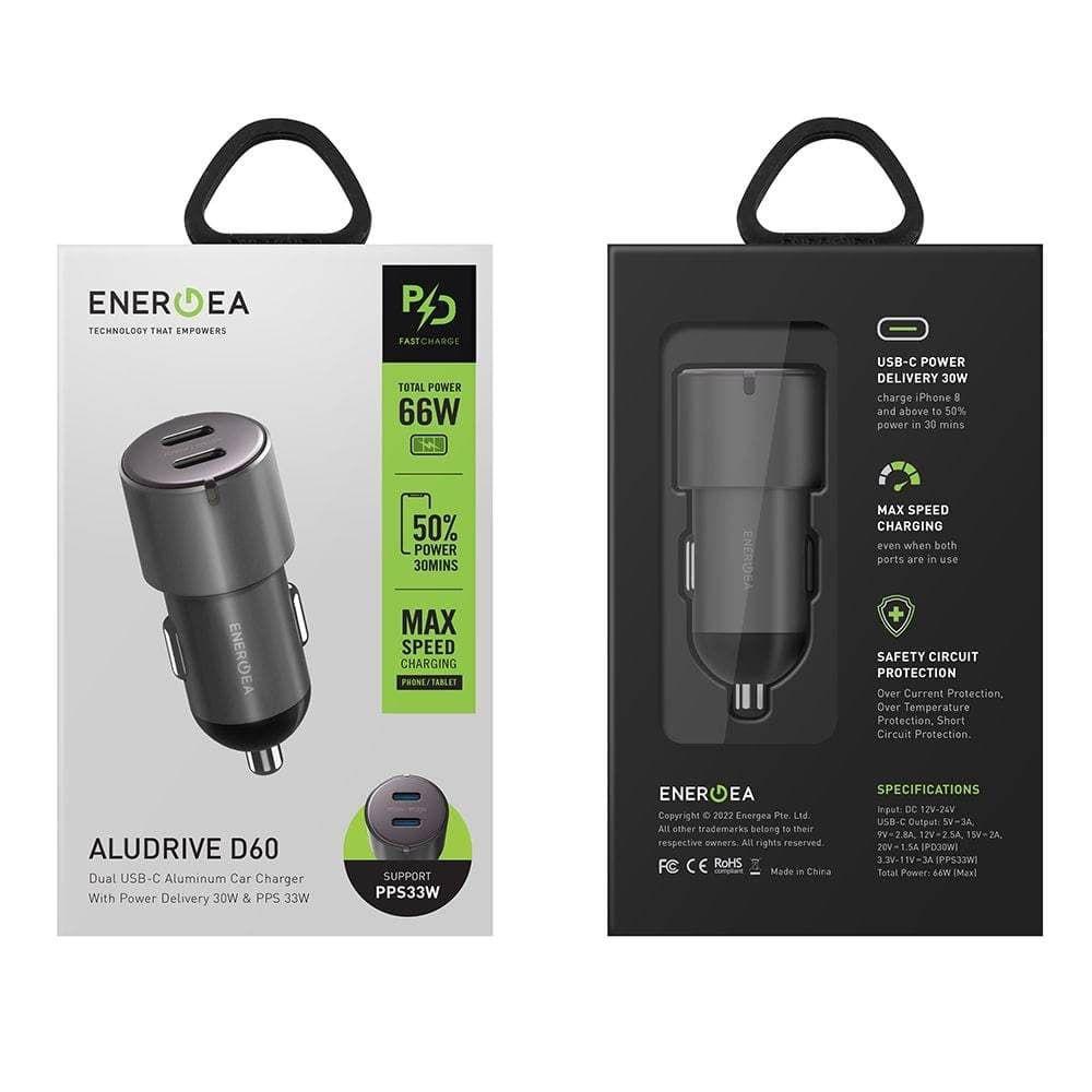 شارژر فندکی 66 وات پاور دلیوری انرژیا | Energea Alu Drive D60 66W USB-C PD Car Charger — تصویر ۱۰