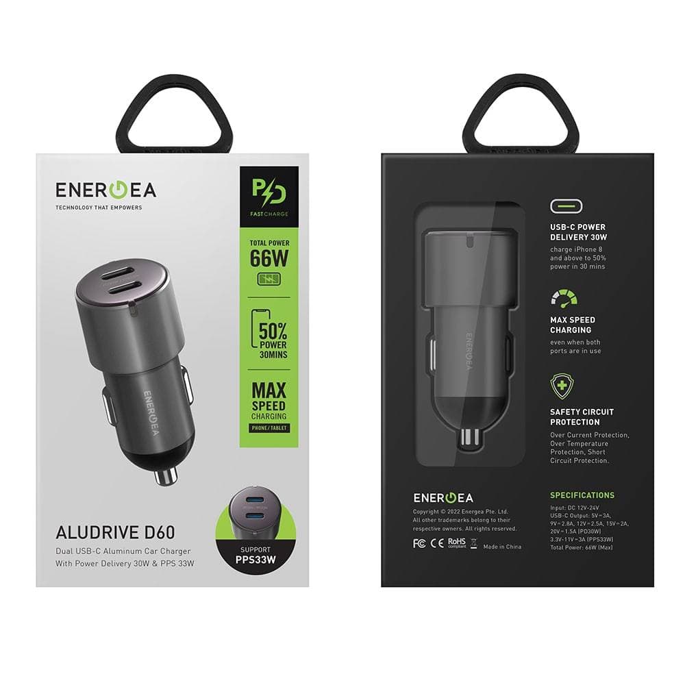 شارژر فندکی 66 وات پاور دلیوری انرژیا | Energea Alu Drive D60 66W USB-C PD Car Charger — تصویر ۵