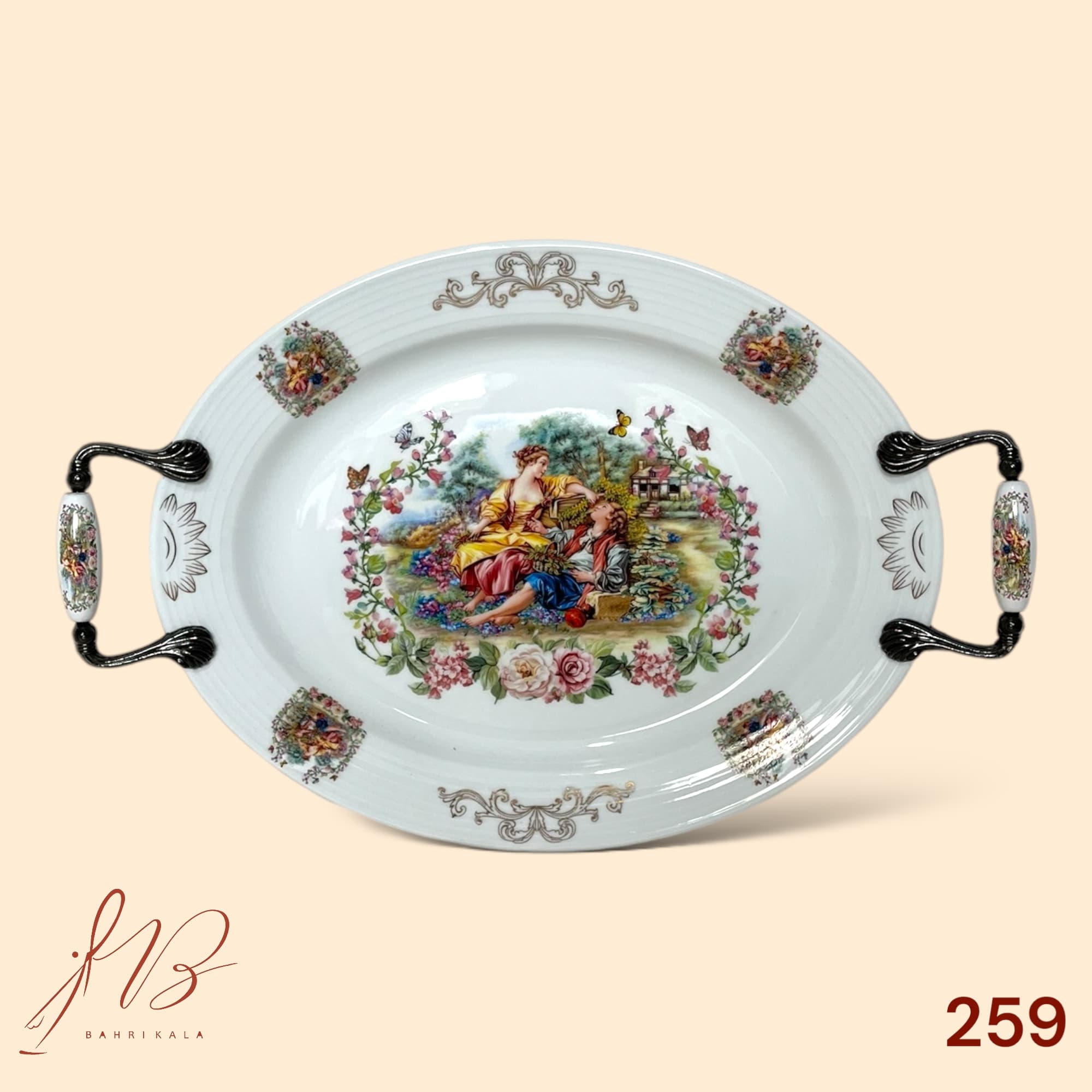دیس بیضی چینی آتاسای طرح یوسف زلیخا کد259 — تصویر ۳