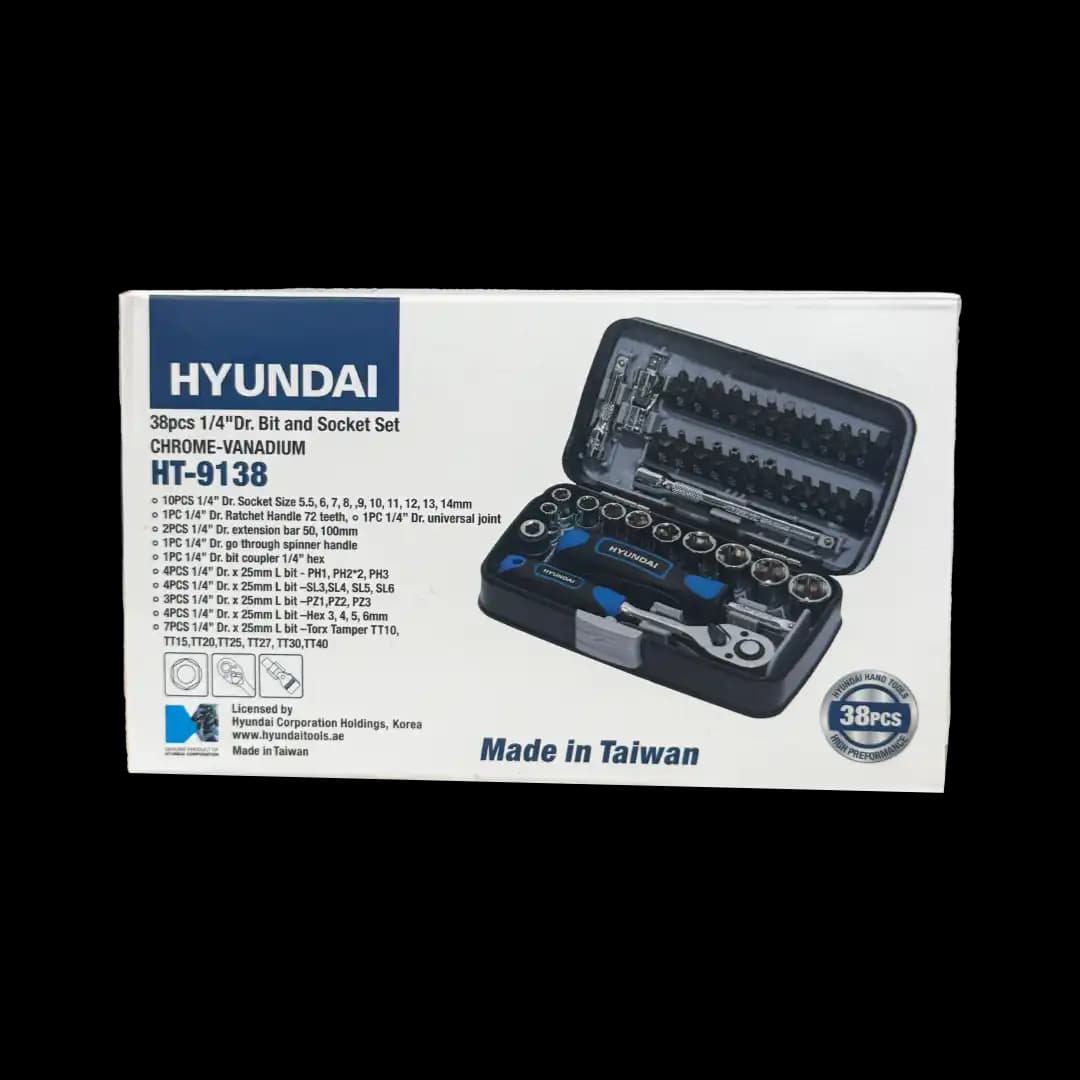جعبه بکس 38 پارچه 1/4 اینچ هیوندای مدل HT-9138 — تصویر ۲