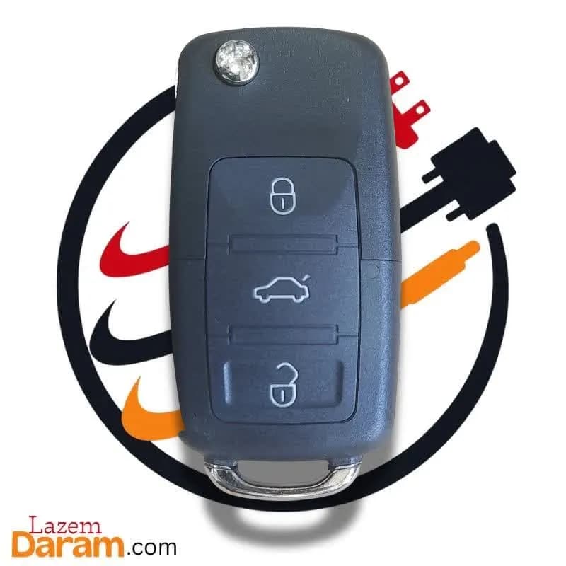 قاب ریموت سمند 3 دکمه (قاب خام تعویضی + جای کلید تاشو)