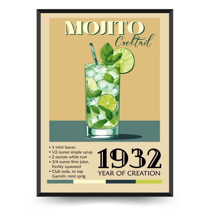 تابلو دکوراتیو کافه کلاسیک طرح نوشیدنی Mojito
