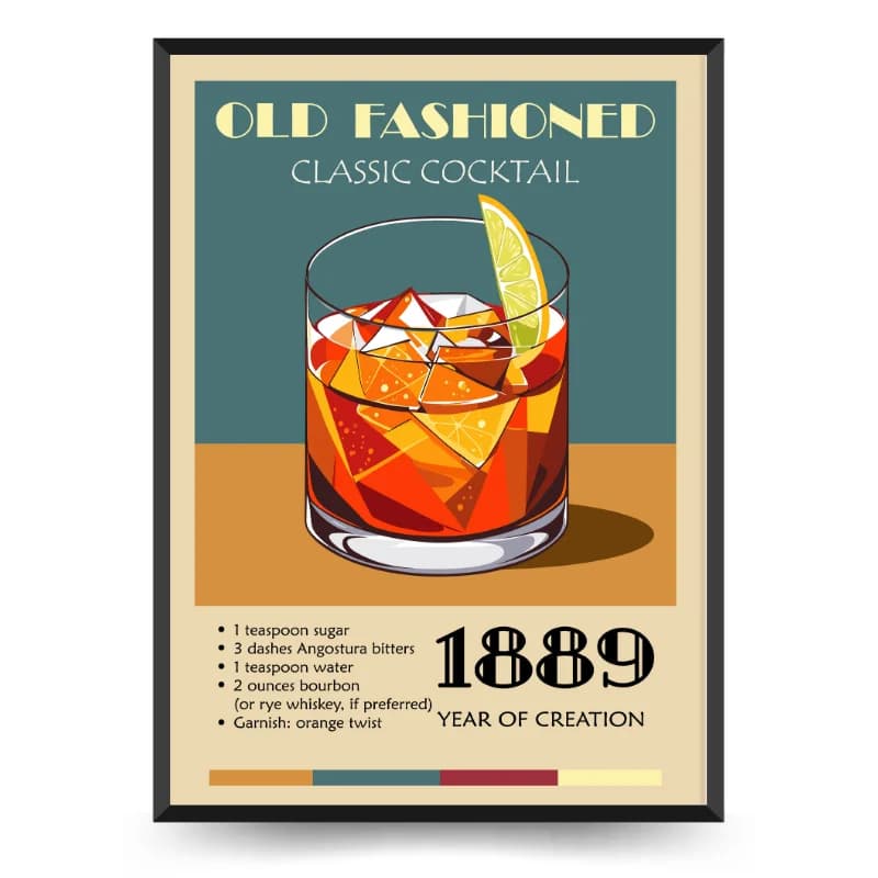 تابلو دکوراتیو کافه کلاسیک طرح نوشیدنی Old Fashioned