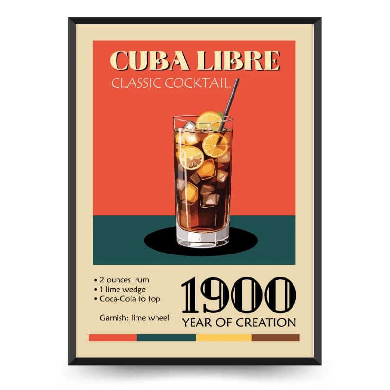 تابلو دکوراتیو کافه کلاسیک طرح نوشیدنی Cuba Libre — تصویر ۲