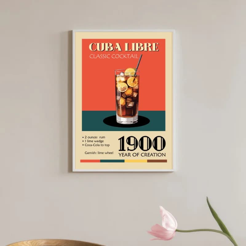 تابلو دکوراتیو کافه کلاسیک طرح نوشیدنی Cuba Libre — تصویر ۳