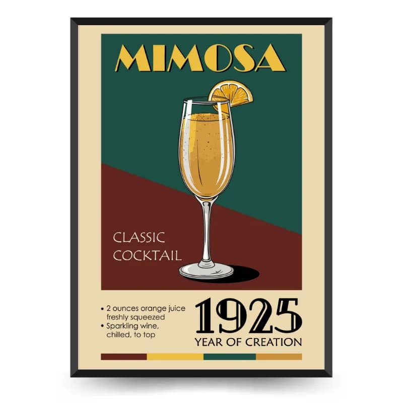 تابلو دکوراتیو کافه کلاسیک طرح نوشیدنی Mimosa — تصویر ۲