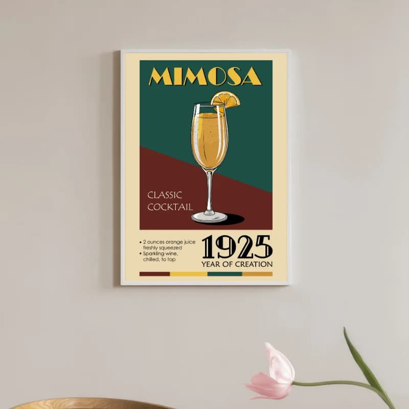 تابلو دکوراتیو کافه کلاسیک طرح نوشیدنی Mimosa — تصویر ۳