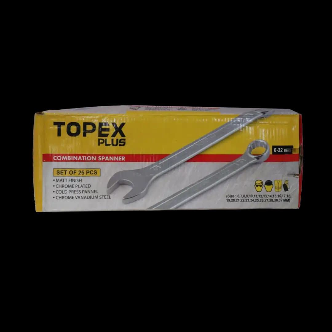 آچار یکسر تخت و یکسر رینگی 25 عددی تاپکس از سایز 32تا6 — تصویر ۳