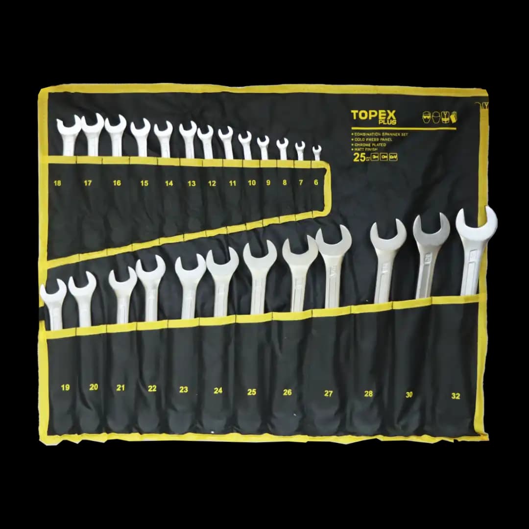 آچار یکسر تخت و یکسر رینگی 25 عددی تاپکس از سایز 32تا6