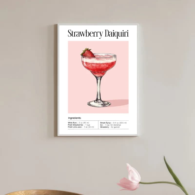 تابلو دکوراتیو کافه طرح نوشیدنی Strawberry Daiquiri — تصویر ۳