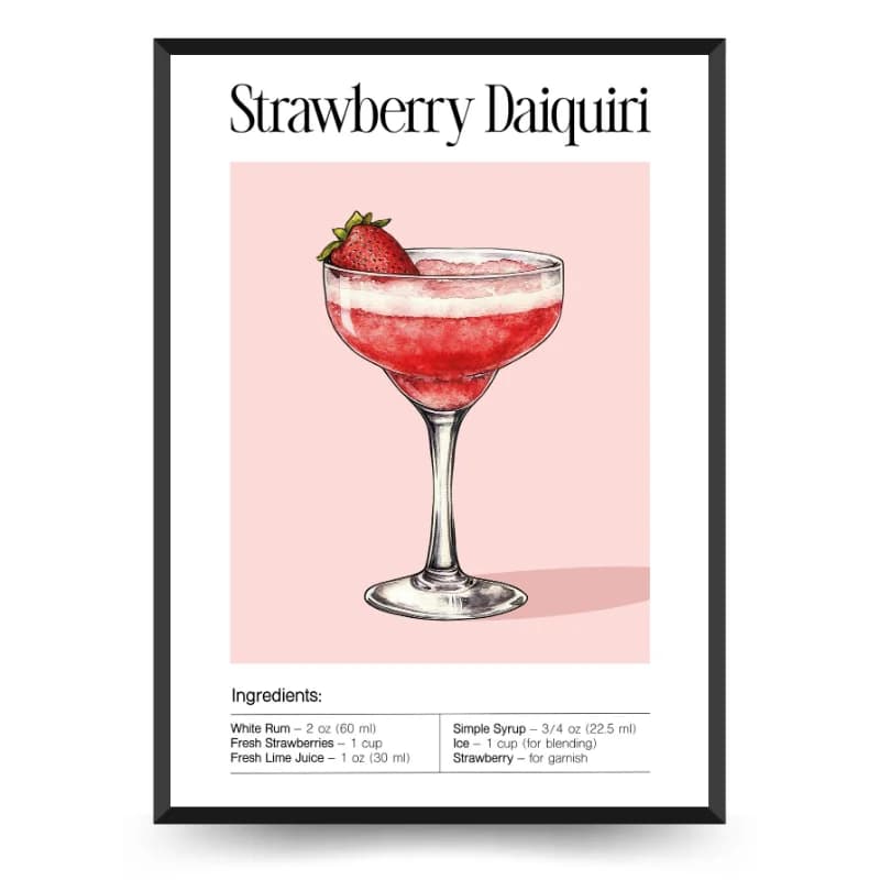 تابلو دکوراتیو کافه طرح نوشیدنی Strawberry Daiquiri