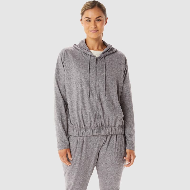 سویشرت ورزشی زنانه آسیکس Asics Soft Stretch Knit Full Zip خاکستری — تصویر ۵