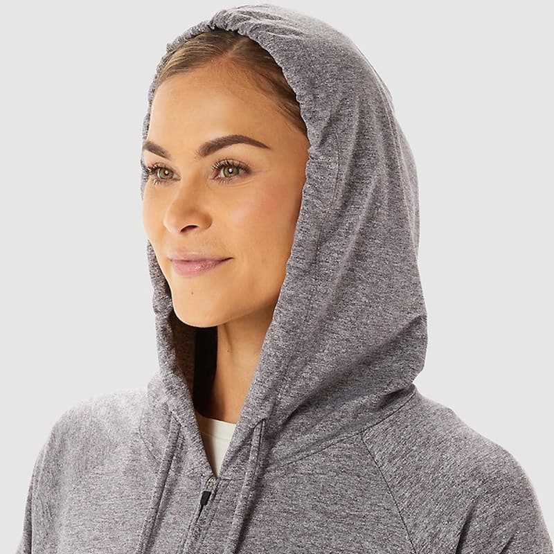 سویشرت ورزشی زنانه آسیکس Asics Soft Stretch Knit Full Zip خاکستری — تصویر ۳