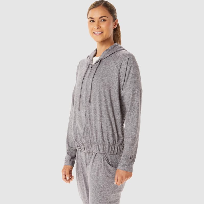 سویشرت ورزشی زنانه آسیکس Asics Soft Stretch Knit Full Zip خاکستری — تصویر ۶