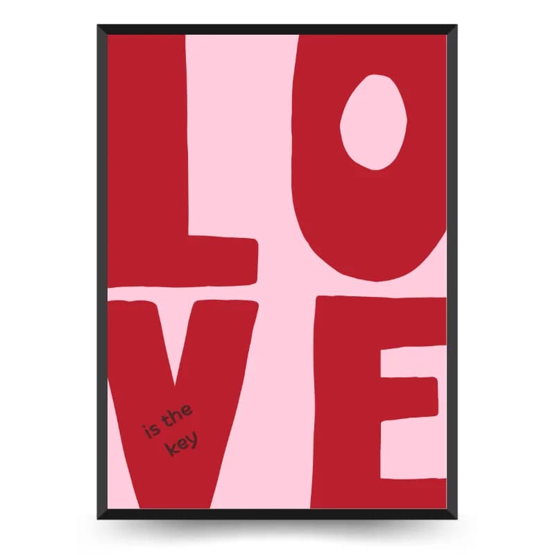تابلو دکوراتیو نوشته Love is the key قرمز