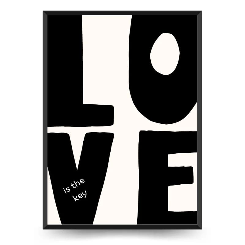 تابلو دکوراتیو نوشته Love is the key مشکی