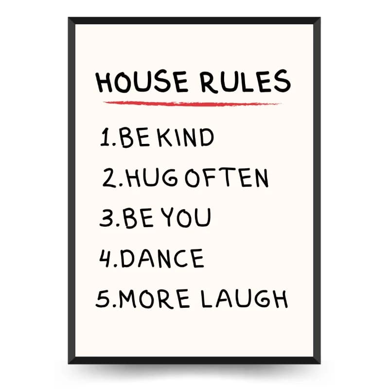 تابلو دکوراتیو فانتزی نوشته House Rules مشکی