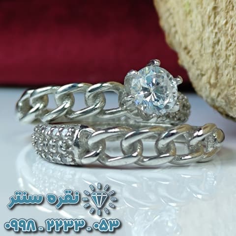 حلقه زنانه به همراه پشت حلقه تک نگین