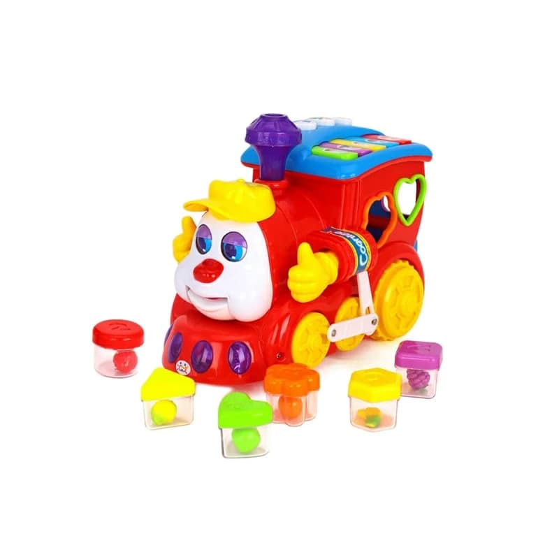 قطار موزیکال و آموزشی هولی تویز Hola Toys مدل 556 با نور، صدا و بازی لگویی
