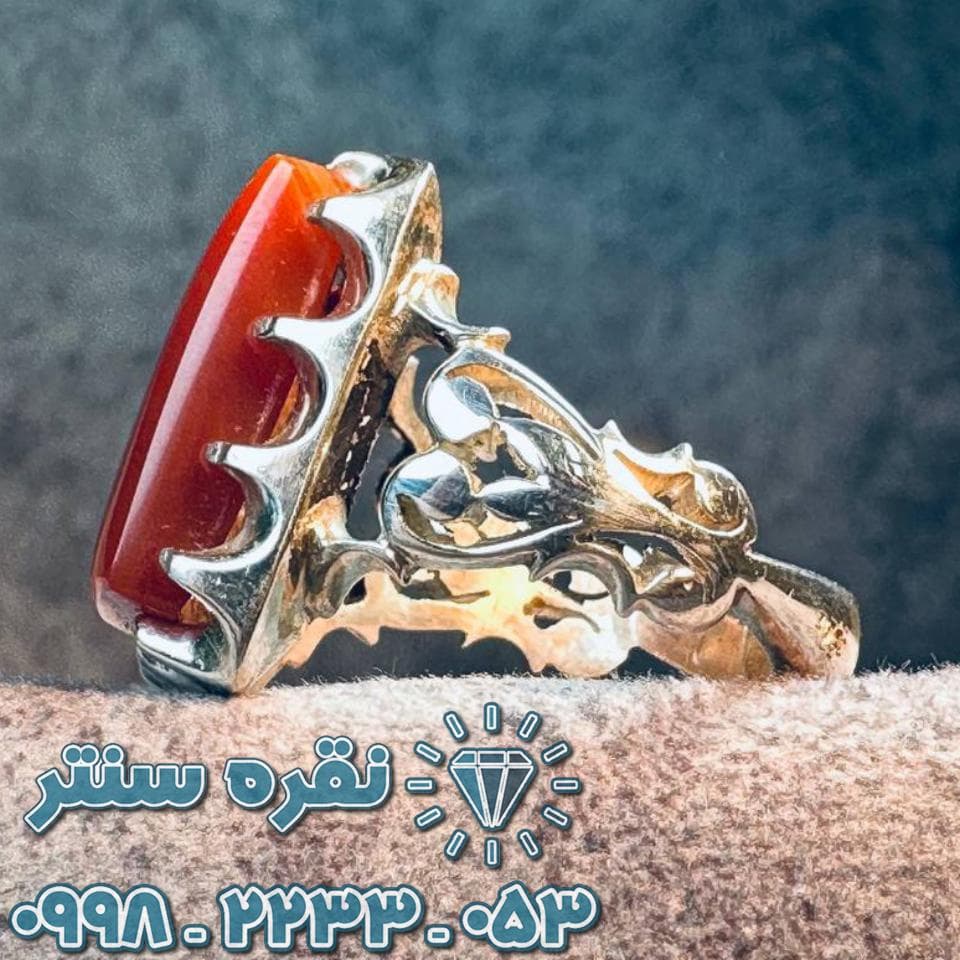انگشتر دست ساز عقیق یمنی فاخر — تصویر ۶