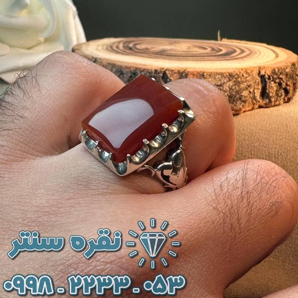 انگشتر دست ساز عقیق یمنی فاخر — تصویر ۸