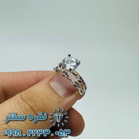 حلقه به همراه پشت حلقه زنانه نقره — تصویر ۴
