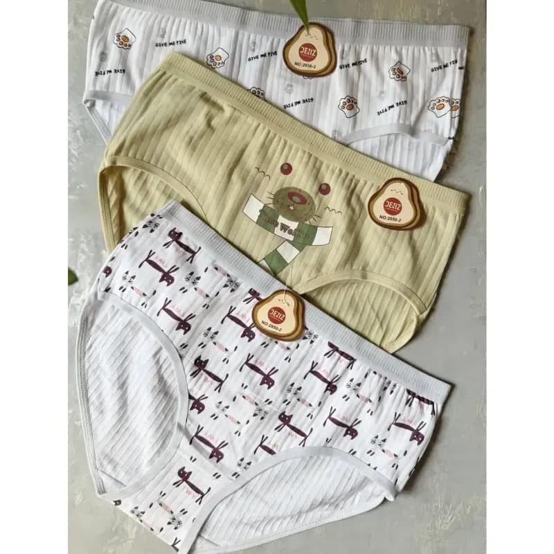 پک 3 عددی شورت زنانه نخی دنیز سایز 2XL مدل عروسکی رنگ سبز ملیح و سفید — تصویر ۳