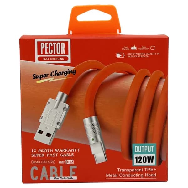 کابل آیفون PECTOR مدل X120 اورجینال یک متری