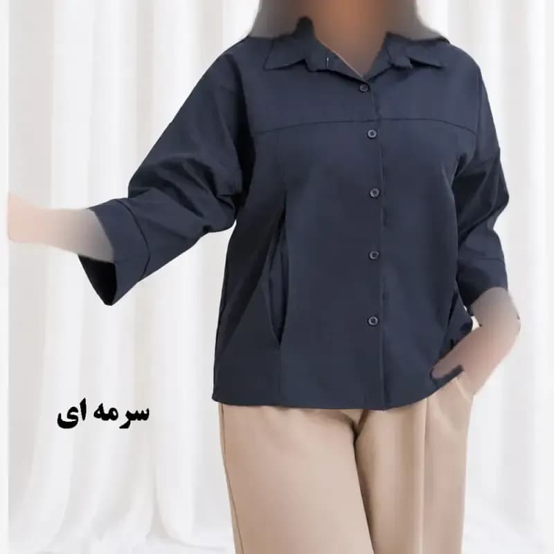 شومیز جلو پیله سیلک فری سایز مناسب تا سایز 48 زنانه و دخترانه چهارفصل راحت — تصویر ۵