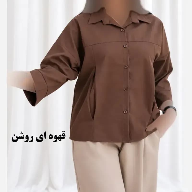 شومیز جلو پیله سیلک فری سایز مناسب تا سایز 48 زنانه و دخترانه چهارفصل راحت — تصویر ۴