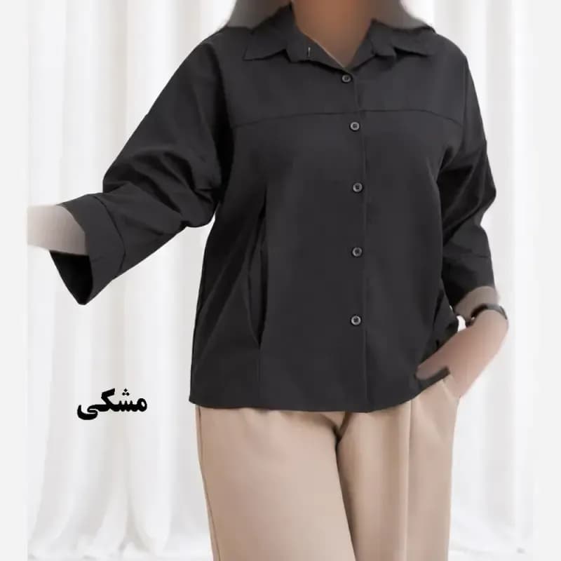 شومیز جلو پیله سیلک فری سایز مناسب تا سایز 48 زنانه و دخترانه چهارفصل راحت — تصویر ۲