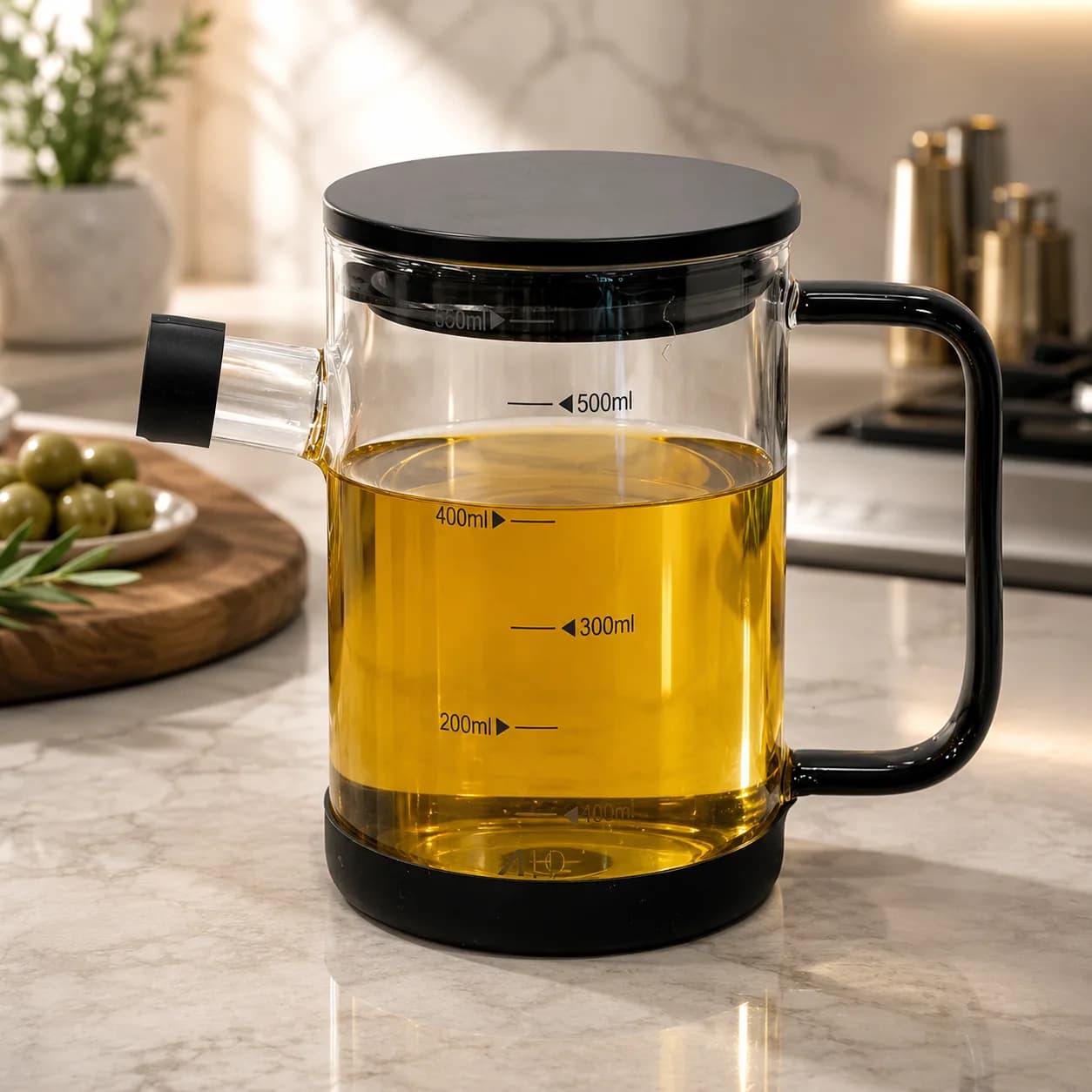 روغن ریز پیرکس درب مشکی گرد4HOME در دو سایز — تصویر ۲