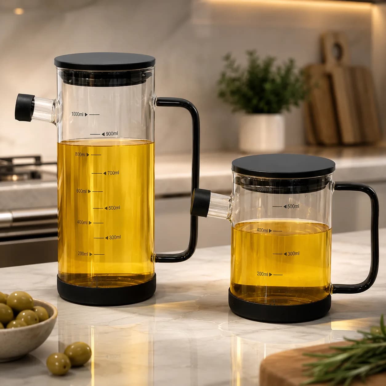 روغن ریز پیرکس درب مشکی گرد4HOME در دو سایز