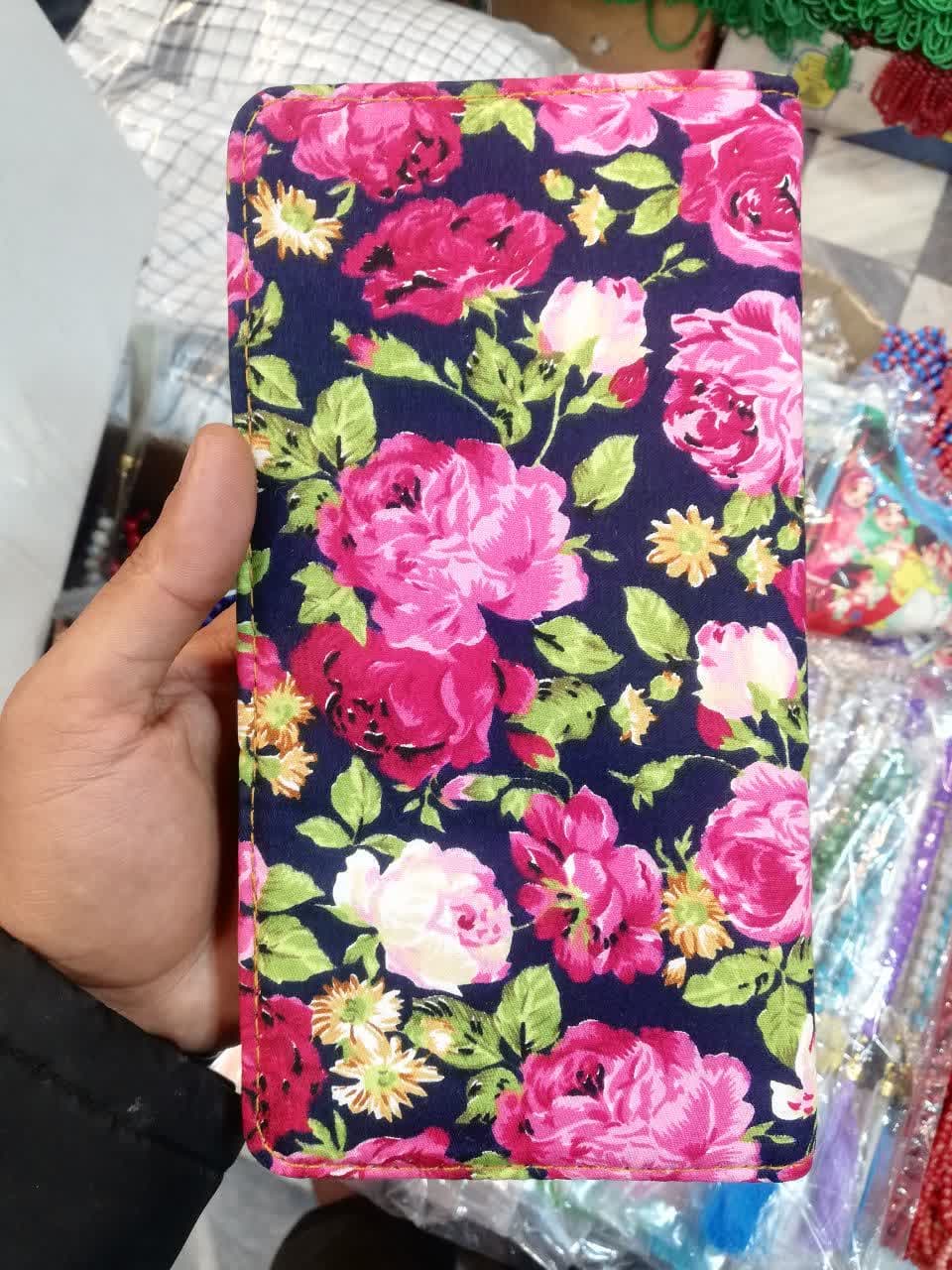 کیف پول گل گلی طرح پارچه