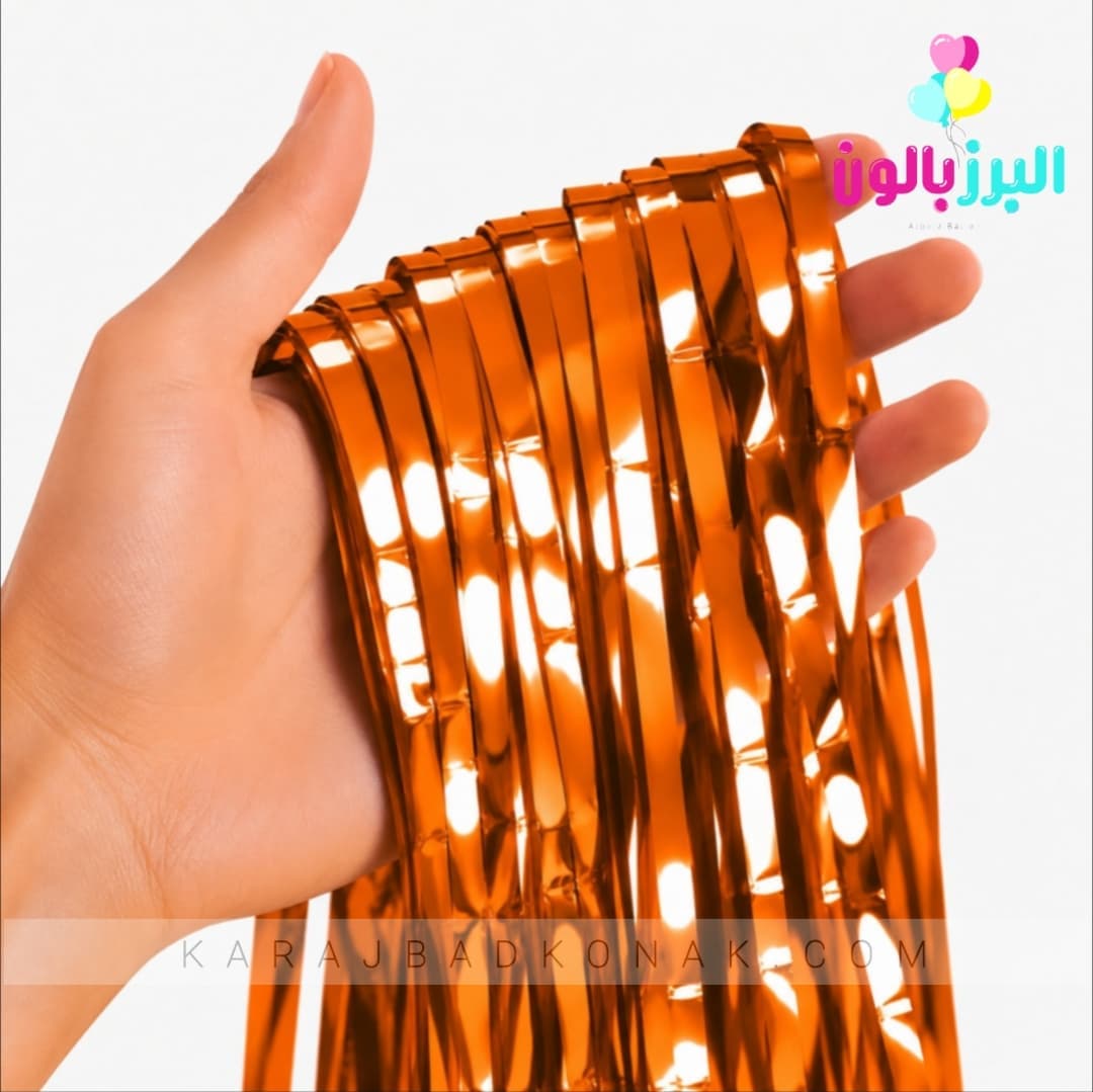 پرده متالایز رنگ نارنجی رستیک — تصویر ۲