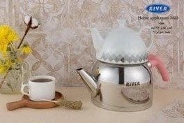 کتری قوری استیل لوله 2/7لیتر دسته صورتی ریور کد 3892