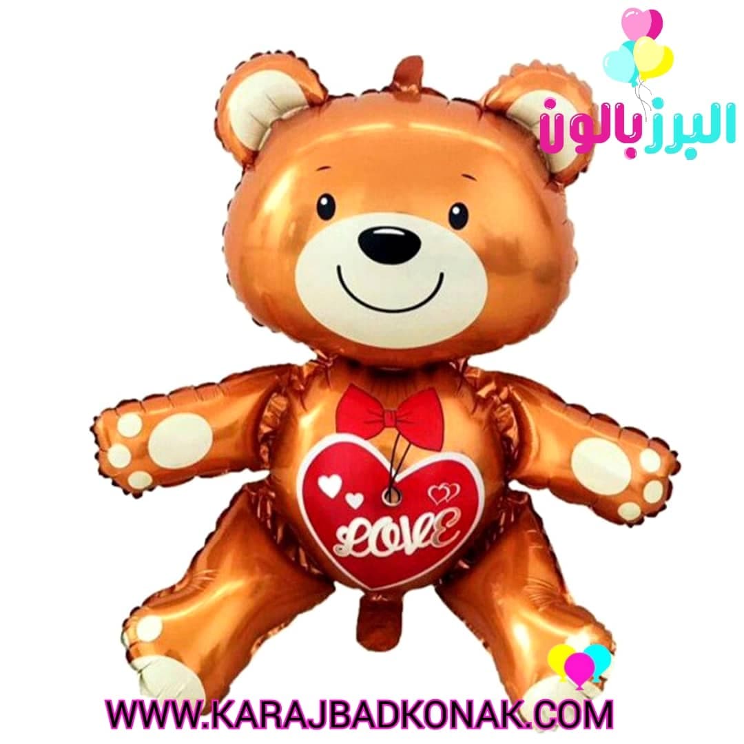 بادکنک فویلی خرس تدی نشسته لاو ولنتاین