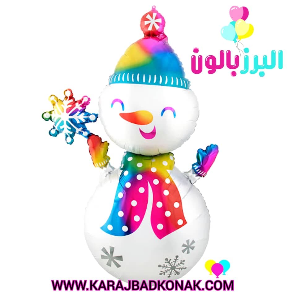 بادکنک فویلی آدم برفی شال رنگی